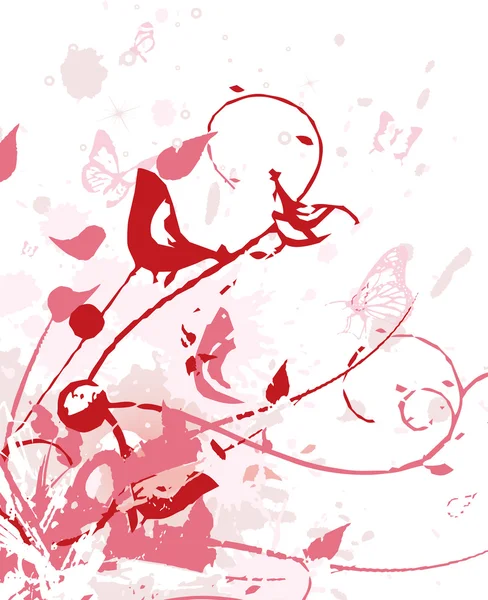 Teture floral wirh-fugl-illustrasjon – stockvektor