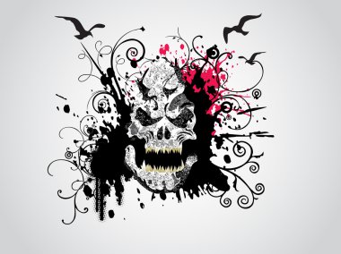 Grungy skull illustration clipart