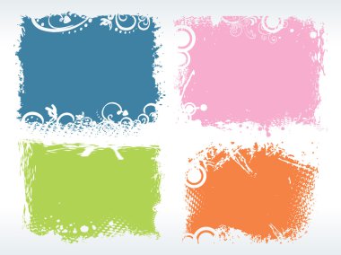 Illustration of colorful grungy frames clipart