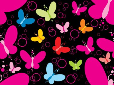 Colorful butterfly on black background clipart