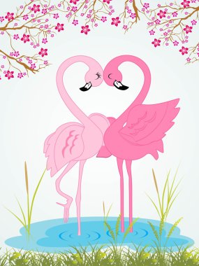 Illustration cute romantic waterbird clipart