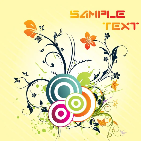 Grungy motif floral avec échantillon de texte — Image vectorielle