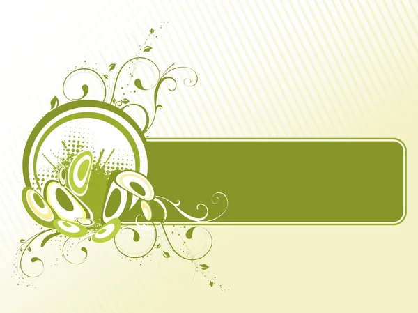 汚れたサークルと緑の花柄のデザイン — ストックベクタ