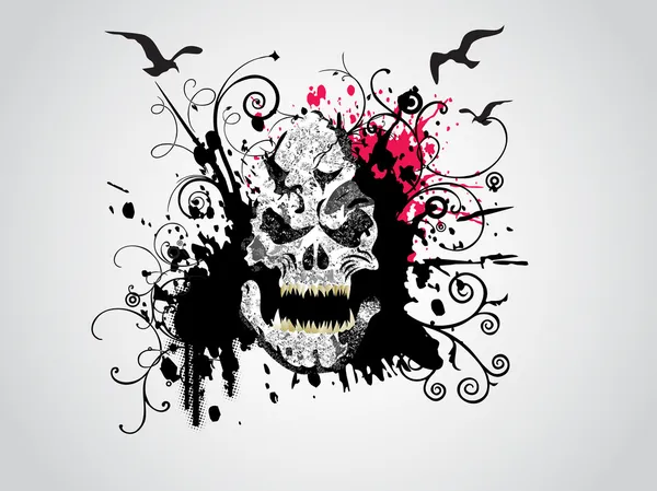 Grungy schedel afbeelding — Stockvector