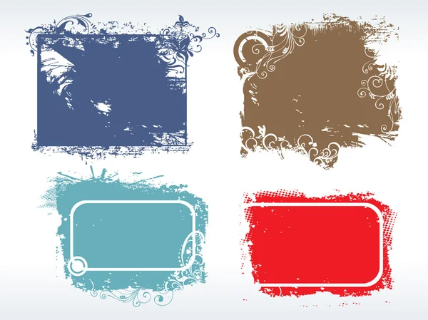 Cadre grungy coloré avec illustration — Image vectorielle