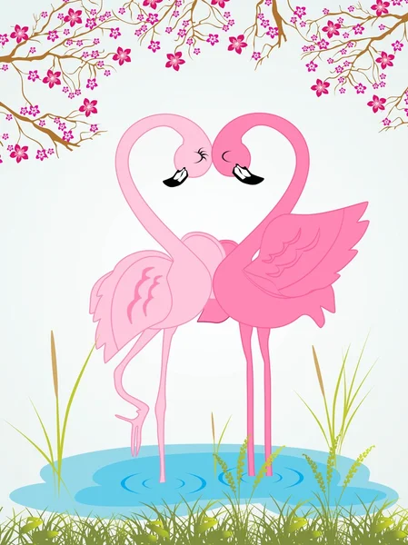 Illustrazione carino uccello acquatico romantico — Vettoriale Stock