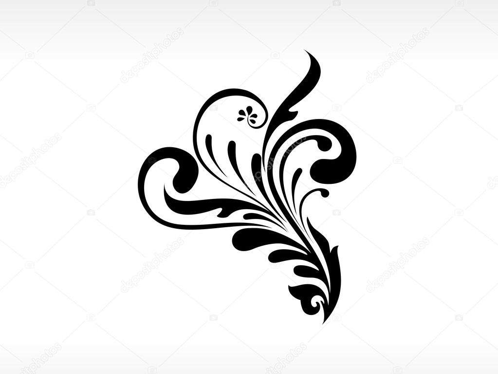 Vector black floral tattoo