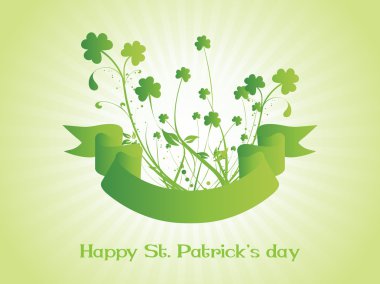 Shamrock with ribbon pattern 17 march clipart