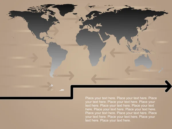 Dünya Haritası üzerinde kahverengi zemin — Stok Vektör