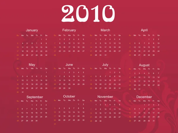 新しい年のためのロマンチックなパターン カレンダー — ストックベクタ