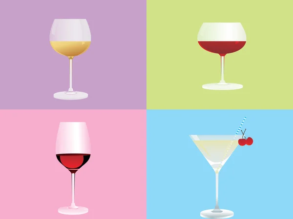 Cocktailset aus vier verschiedenen Marken — Stockvektor