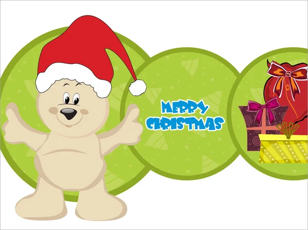 Sfondo natalizio con sacchetto regalo colorato — Vettoriale Stock