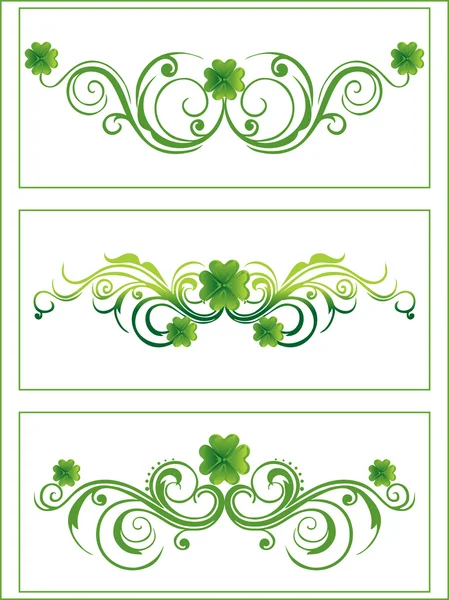 Green color clover with artistic pattern — Stock Vector