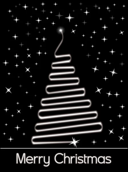 Étoile scintillante noire avec arbre de Noël — Image vectorielle