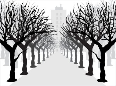 Background with retro tree illustration clipart