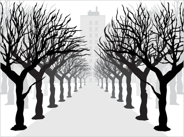 背景とレトロなツリーの図 — ストックベクタ