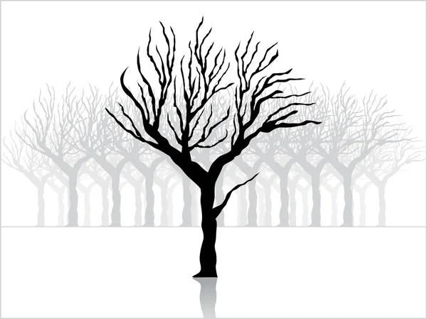 Bakgrund med svarta torra träd — Stock vektor
