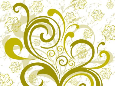 Green floral design background clipart