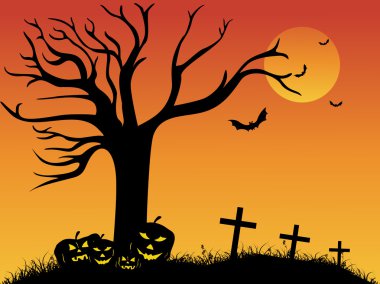 Background with pumpkin, dead tree clipart