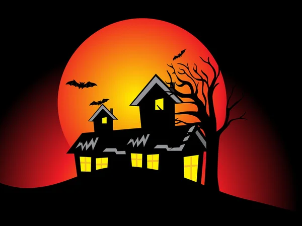 Fondo de Halloween con árbol muerto — Vector de stock