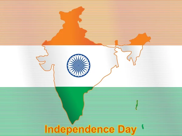 Bendera India dengan peta, ilustrasi - Stok Vektor