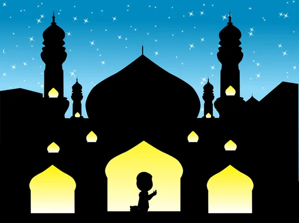 Człowiek Muzułmanin modli się do Boga — Wektor stockowy