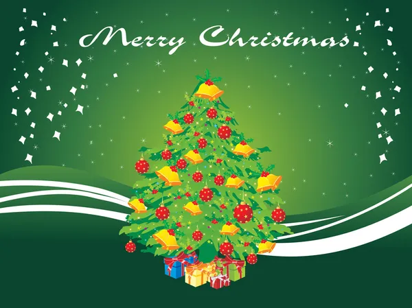 装飾木と緑のクリスマス背景 — ストックベクタ