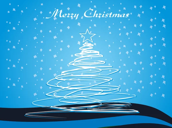 Boże Narodzenie tło z drzewa na białym tle niebieski — Wektor stockowy