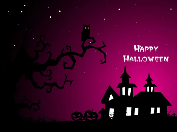 Spooky house, dead tree illustration — Stok Vektör