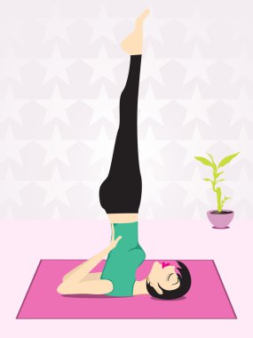 Girl doing yoga with star background clipart