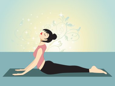 Yoga girl with creative background clipart