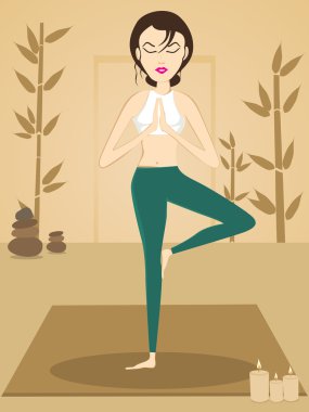 Girl doing yoga with background clipart