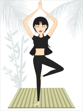 Vector illustration of girl doing yoga clipart