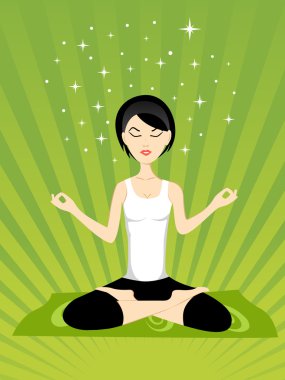 Beautiful background with yoga girl clipart