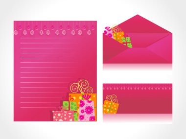 Xmas letter head and envelope in pink clipart