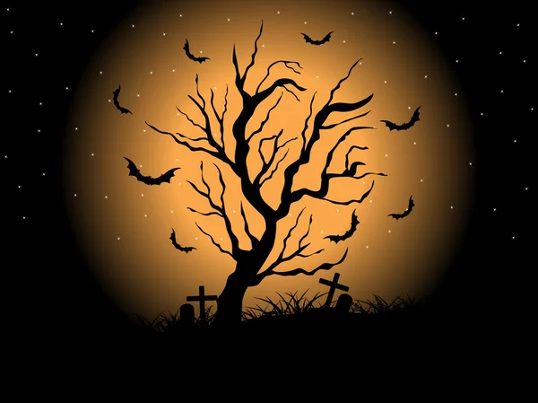 Fond effrayant de nuit pour Halloween — Image vectorielle