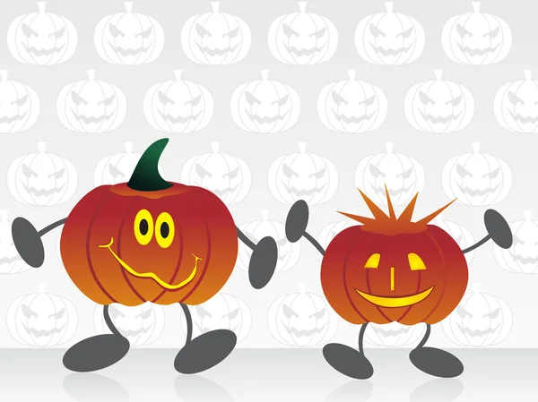 Set of cartoon pumpkin with background — Stock Vector