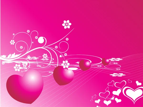 Zoomendes Herz auf floralem rosa Hintergrund — Stockvektor