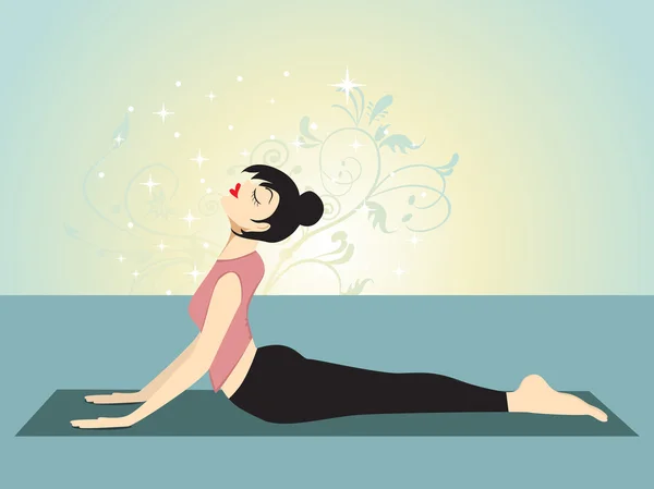 Yoga fille avec fond créatif — Image vectorielle