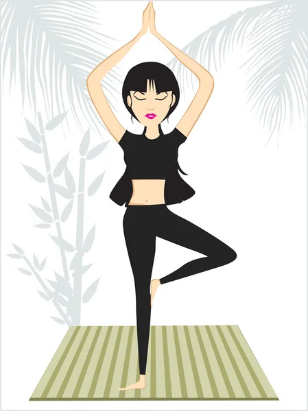 Vektor illustration av flicka gör yoga — Stock vektor