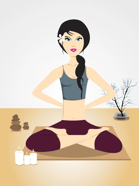 Belle fille faisant du yoga — Image vectorielle
