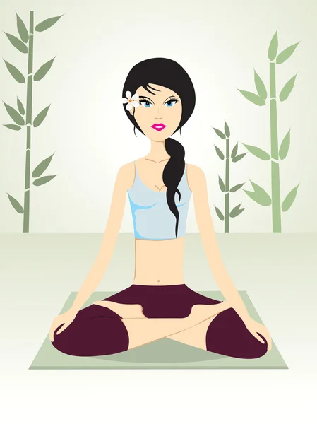 Sfondo con ragazza che fa yoga — Vettoriale Stock