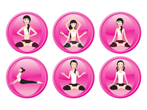 Fondo abstracto con iconos de yoga — Vector de stock