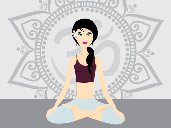 Ilustración de chica sexy en pose de yoga — Vector de stock