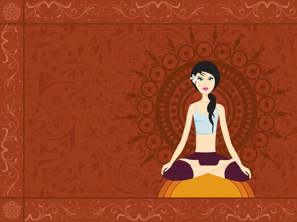 Jeune femme faisant de l'exercice de yoga — Image vectorielle