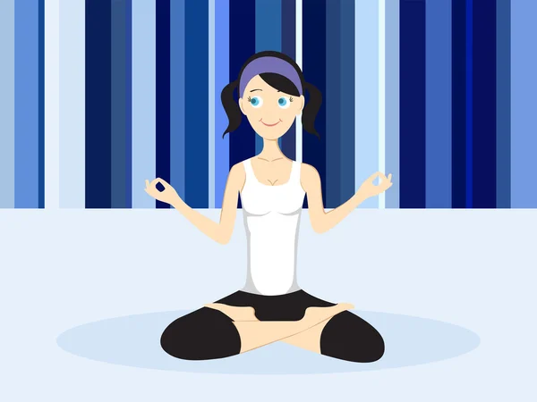 Fondo con chica en pose de yoga — Vector de stock