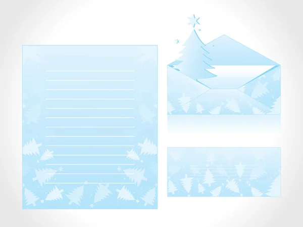 Cabeça de carta de Natal e envelope com árvore —  Vetores de Stock