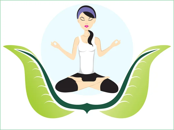 Illustration de fille faisant du yoga — Image vectorielle