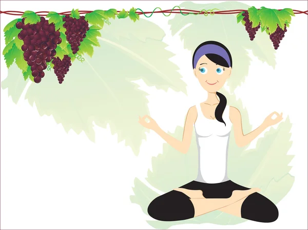Mädchen macht Yoga mit Hintergrund — Stockvektor
