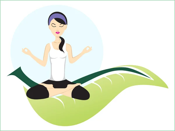 Fond avec fille faire du yoga — Image vectorielle